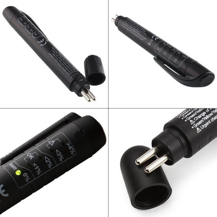 5 LED Portable Liquide Frein Testeur Stylo Liquide Huile Humidité Eau Detection Noir