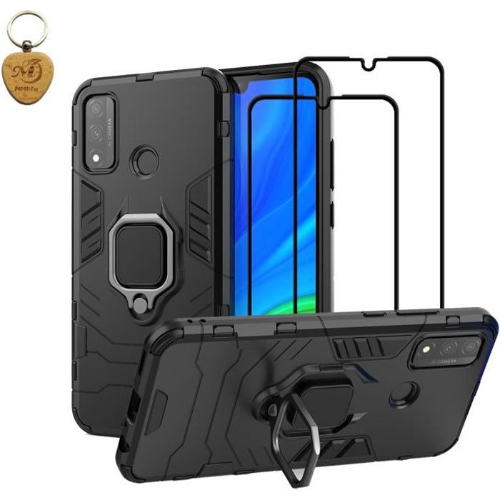 Pour Huawei P Smart 2020 Coque et Verre Trempé [2 pièces], Double Couche Anti-Rayure Rigide Ultra Mince Cas, Noir