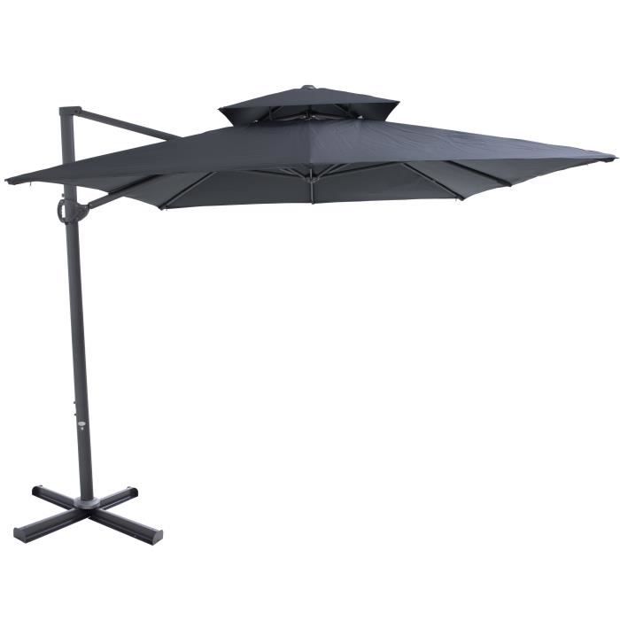 SORARA Parasol Déporté Jardin - 270 x 360 cm - Gris
