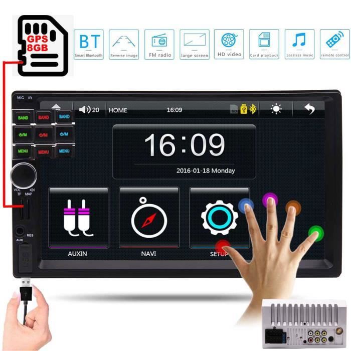 Free 8GB GPS Map Card 2 Din Car Radio Stereo In Dash Player 7 inch Digital Touch Screen GPS Navigation Headunit support Autoradio Bl