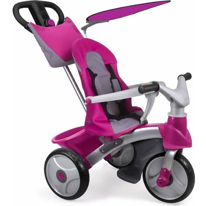 Tricycle évolutif Baby Trike Easy Evolution - Rose - FEBER - avec clavier musical
