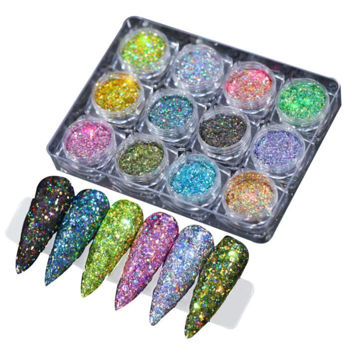 1 Set Glitter Powder Assorted Color Fine Shake Jar Arts Crafts Nail Jewelry Powders FARD A PAUPIERE - OMBRE A PAUPIERE