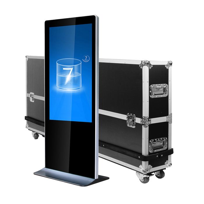 ECRAN A AFFICHAGE DYNAMIQUE - Totem vidéo 43- FULL HD 500 cd-m2 + Flightcase