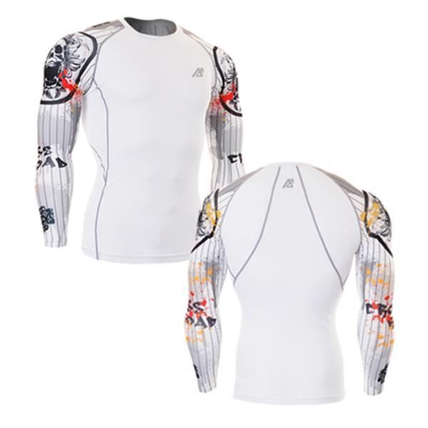 Compression Chemises Homme Couche de base en cours manche longue Gym Workout Shirts Fitness Vêtements Formation
