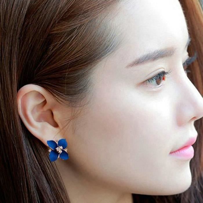 Crystal Gardenia Boucles d'oreilles en or fleur Boucles d'oreille en or de qualité pour femmes Bijoux fantaisie Style d'été