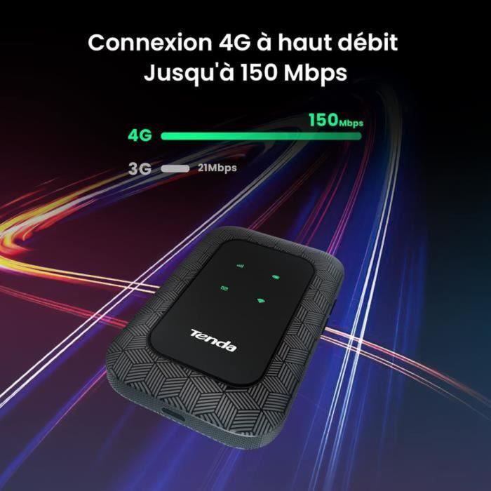 Routeur mobile 3G / 4G LTE 150 Mbps -Tenda 4G180 V3.0, routeur 4G avec carte sim, routeur hotspot wifi, routeur portable, Plug&Play