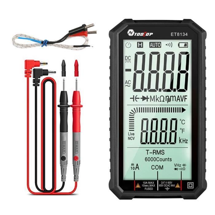 Tooltop Multimètre Et8134 Digital Plein écran Tension Résistance à la fonction d'alarme (pas de batterie)