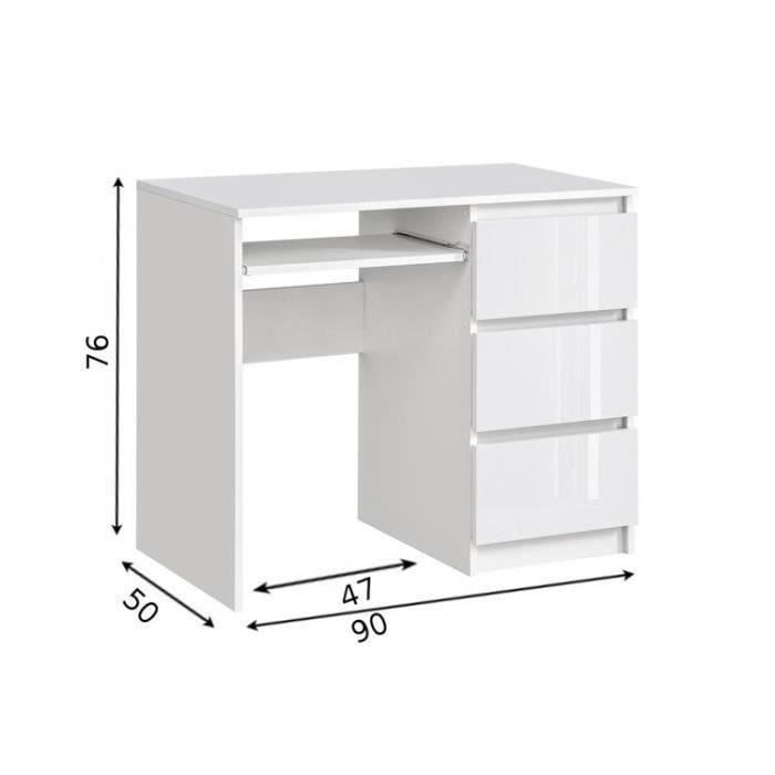 Bureau d'ordinateur, bureau informatique, Heini blanc laqué