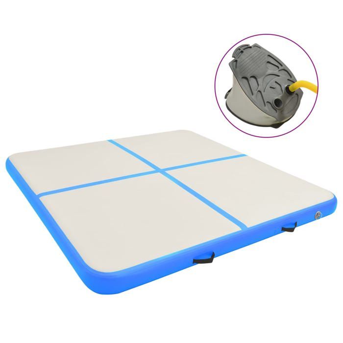vidaXL Tapis gonflable de gymnastique avec pompe 200x200x10cm PVC Bleu