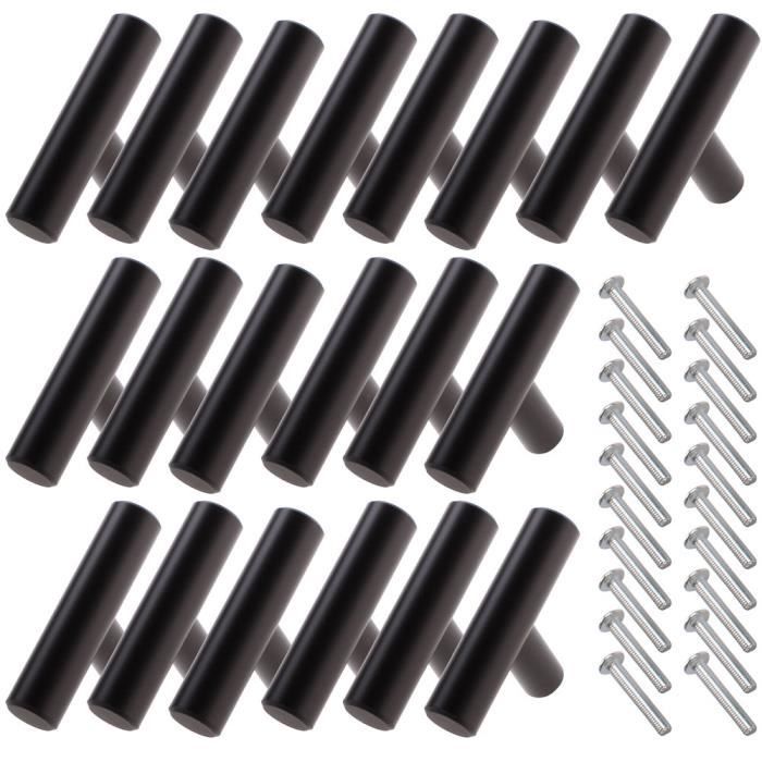 UNI 10pcs Barre en T Poignées 12*60mm Boutons avec Vis Armoire Tiroir Cuisine Meuble Acier Inoxydable