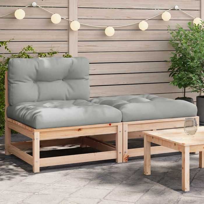 vidaXL Canapé de jardin avec repose pieds et coussins Pin - vue 2