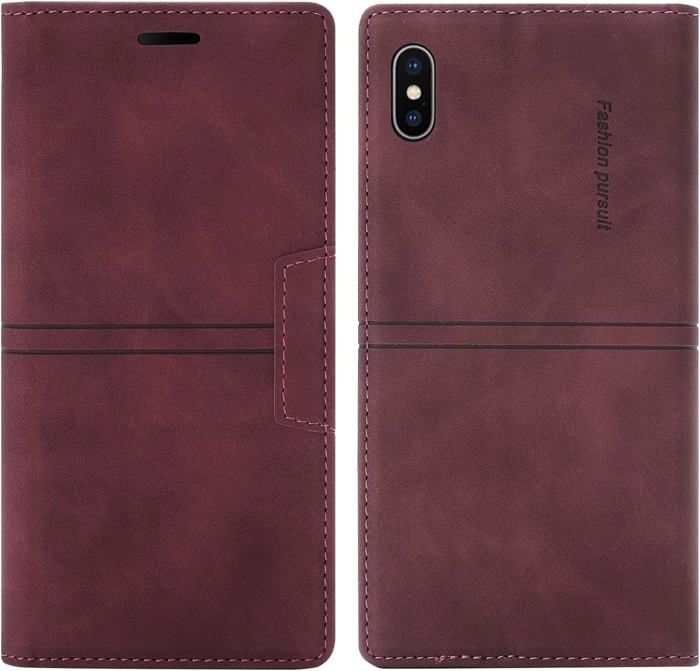 Coque Livre Miroir Pour IPhone XS / IPhone X - Etui Rabat Avec Fonction Support, Protection 360°, Couleur Or Rose