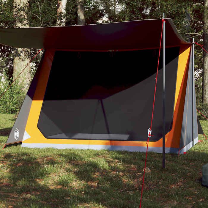 vidaXL Tente de camping 2 personnes gris et orange imperméable tente abri de camping abri de jardin tente de jardin 94531