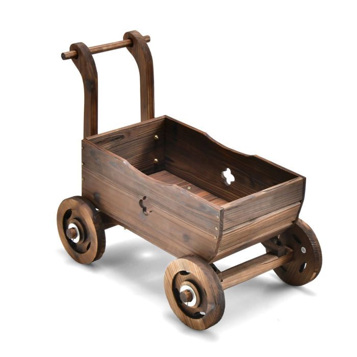 Brouette à Fleurs En Bois - Pot De Fleurs Décoratif Pour Jardin - Marque Mucola - Réf. 2415