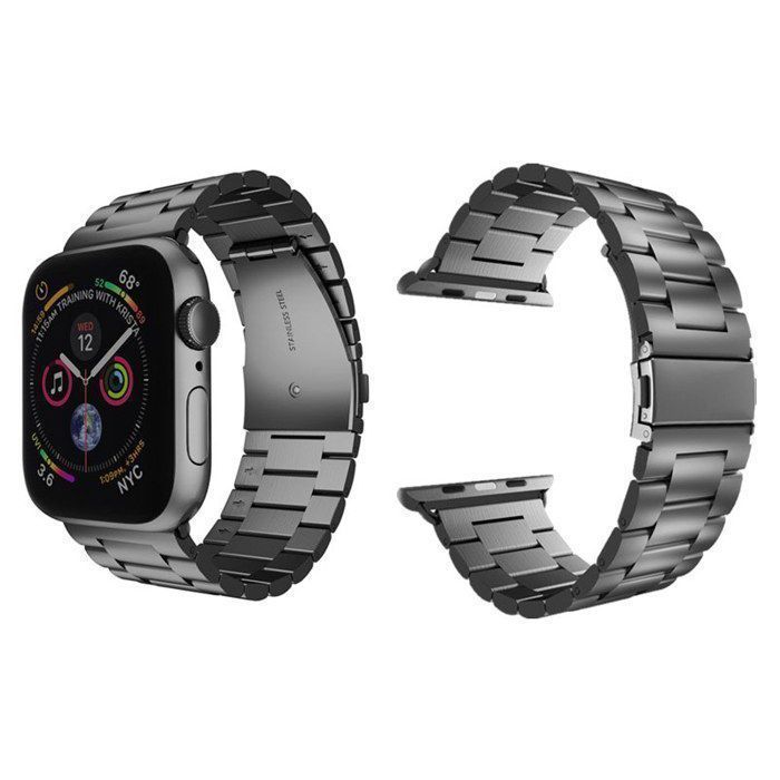 Bracelet - WISTWAY - Acier inoxydable - Compatible Apple Watch 42-49mm - Longueur réglable 170-220mm - Noir Bracelet - WISTWAY - Acier inoxydable - Compatible Apple Watch 42-49mm - Longueur réglable 170-220mm - Noir