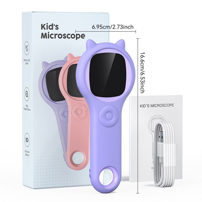 Microscope électronique Pour Enfants - écran IPS 2 Pouces, Zoom 4X, 8 LED - Kit Scientifique Portable
