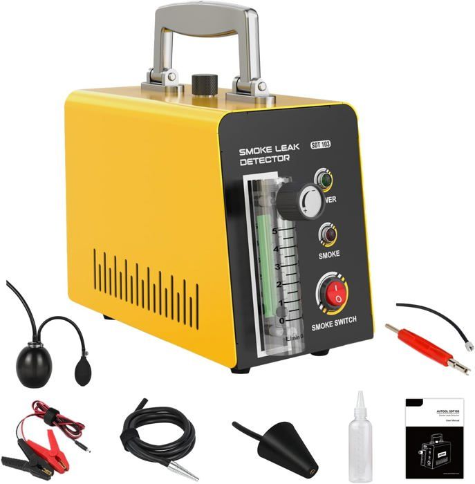 Machine à Fumée Pour Détection De Fuites Auto - 12V DC, Débit 6 L/min, Avec Manomètre Et Adaptateurs