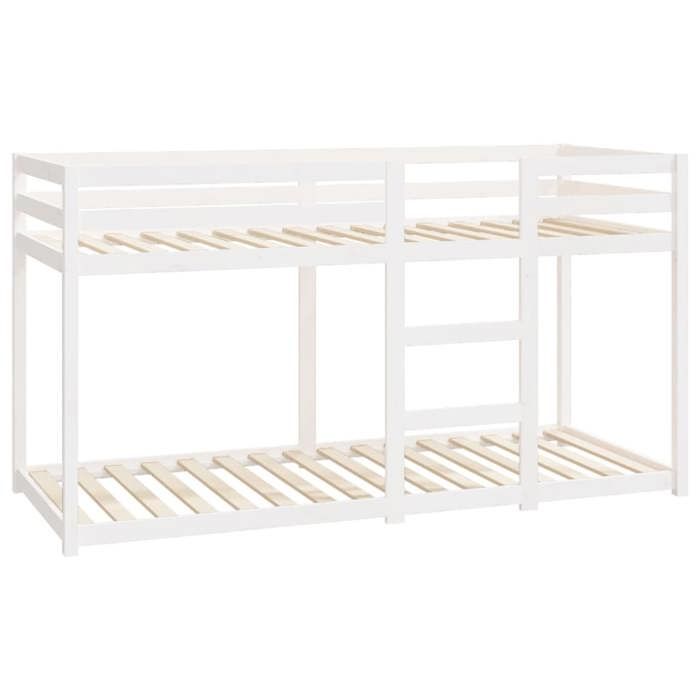 Lit superposé - VIDAXL - UU - Bois de pin massif - Blanc - 80x200 cm sans matelas