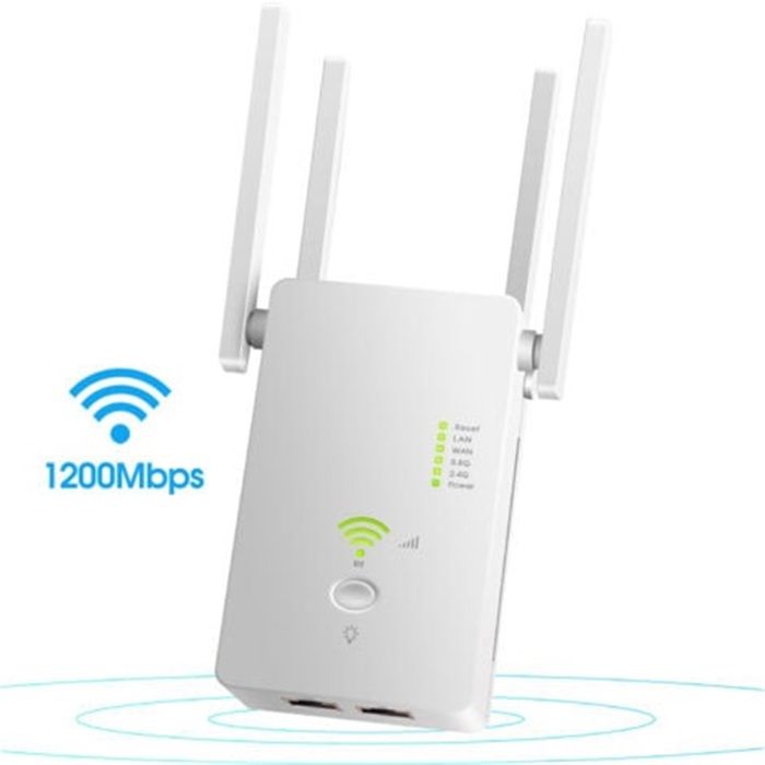 Répéteur WiFi Extérieur Puissant 1200Mbps - 6 Antennes, 2 Ports LAN, WiFi 6 Compatible, Pour étendre Le Signal De Ta Box