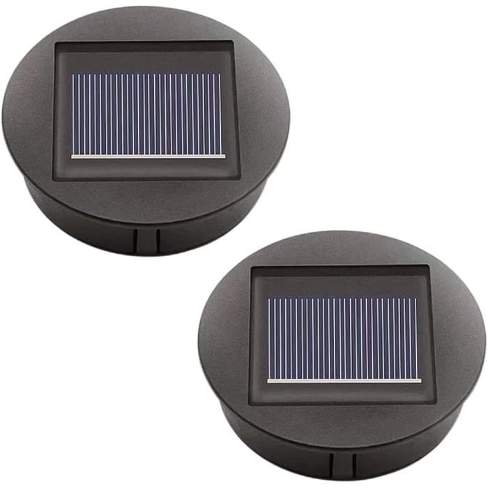 Lot de 2 lampes solaires de rechange avec LED - Panneau solaire - Couvercle de rechange - Pour éclairage extérieur