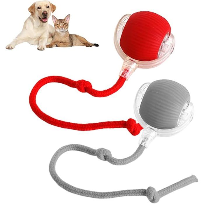 Comparer les prix de Balle Roulante Électrique Auto-Propulsée - Jouet Interactif pour Petits et Moyens Chiens et Chats dIntérieur (Gris+Rouge) JOUET