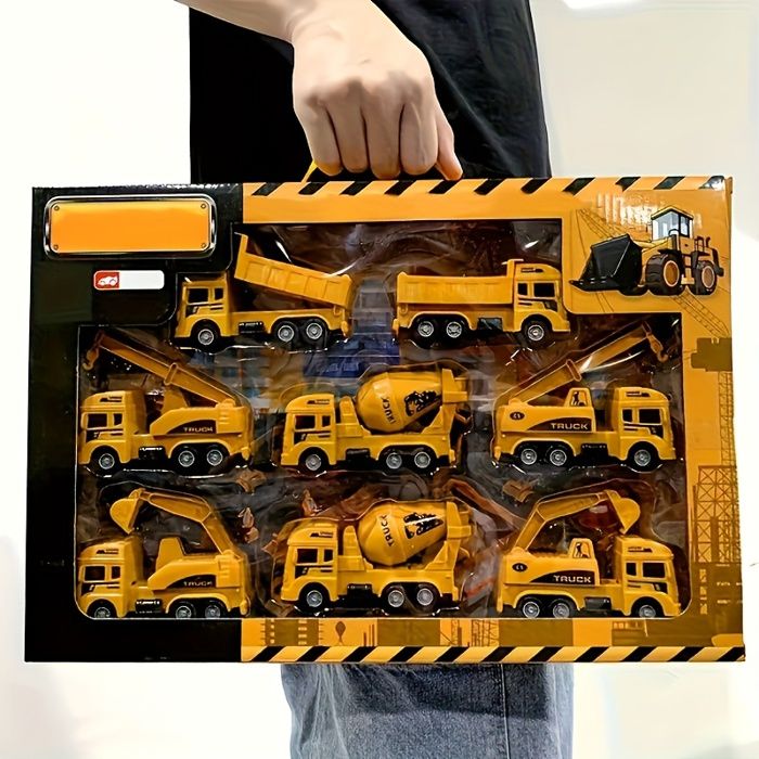 Lot De 6 Véhicules De Construction Miniatures – Pelleteuse, Bulldozer, Camion, Tracteur, Chariot Élévateur – Alliage Et Plastique – Cadeau Garçons Filles 3-6 Ans