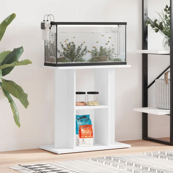 Meuble Aquarium - vidaXL - 60 cm - Bois dingénierie - Blanc - Rangement pratique