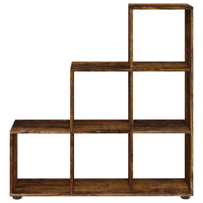 SALE dhiver Bibliothèque Multi-Rangement - JILLS - armoire à livres - escalier Chêne fumé 107 cm Bois dingénierie BB1526