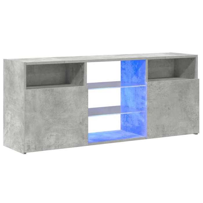 Meuble TV avec LED - vidaXL - Gris béton - 120x30x50 cm - Bois dingénierie - Verre trempé - Lumières LED RVB