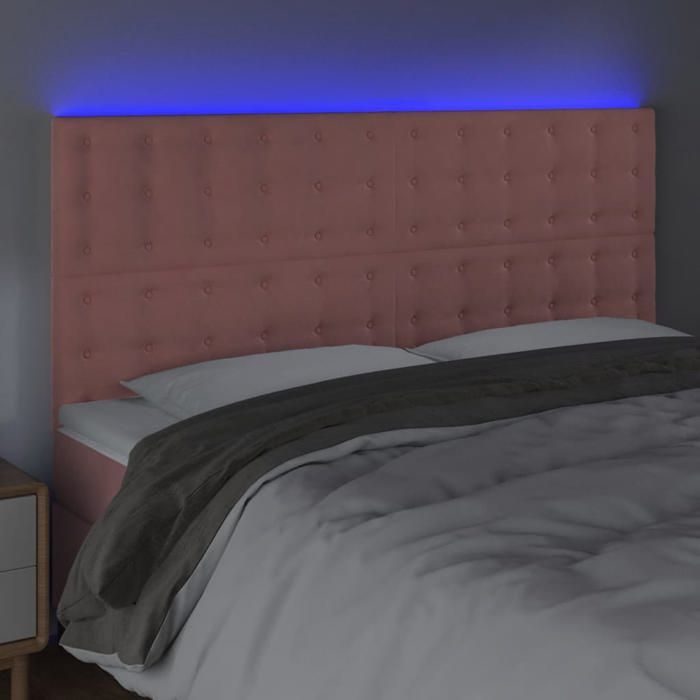 BEL ACHAT*Tête de lit à LED - Colorée - ABBOI - Entretien facile Rose 160x5x118/128 cm Velours Promo224125