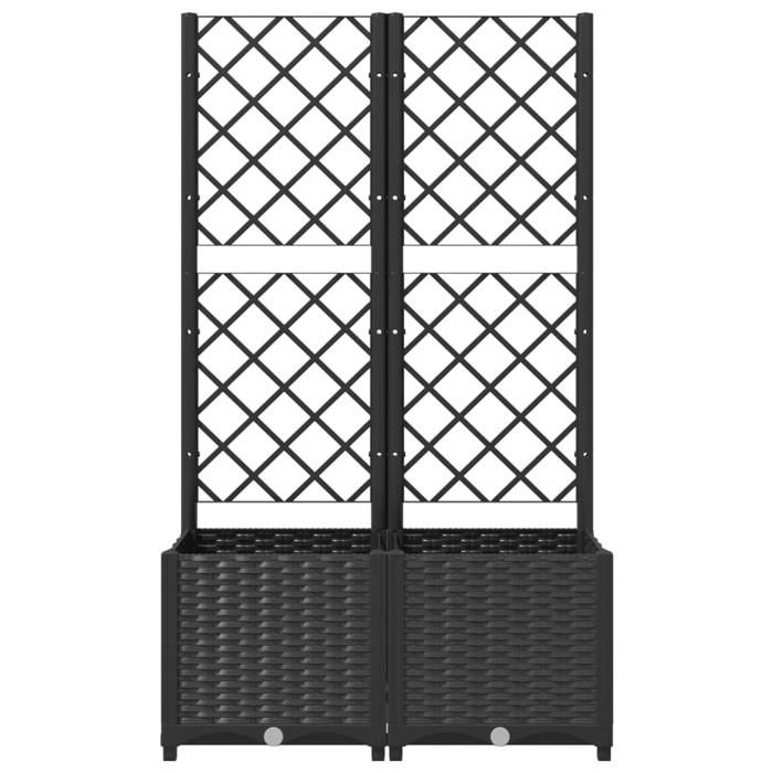 Jardinière avec treillis - WIENS - 80x40x136 cm - Noir - PP résistant aux intempéries - Treillis intégré