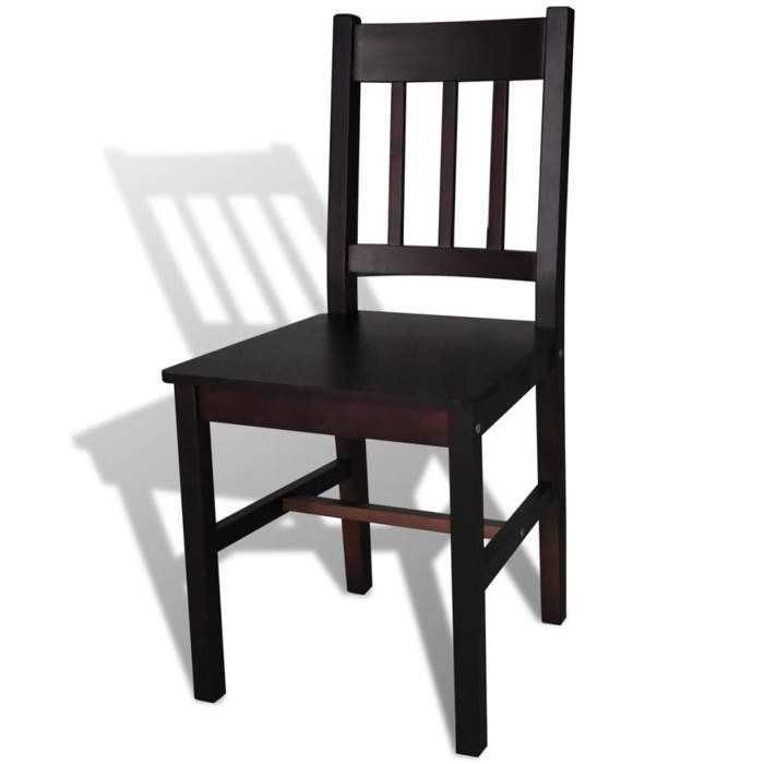 Chaises à manger en pinède - WIENS - Lot de 2 - Marron foncé - 41 5 x 45 5 x 86 cm - Ergonomique - Facile à nettoyer