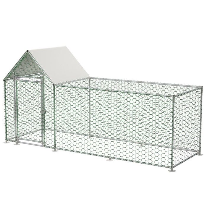 Meilleurs prix pour Poulailler Exterieur 326x107x151.5cm Metal Toile Impermeable Serrure Securite pour Volailles Lapins