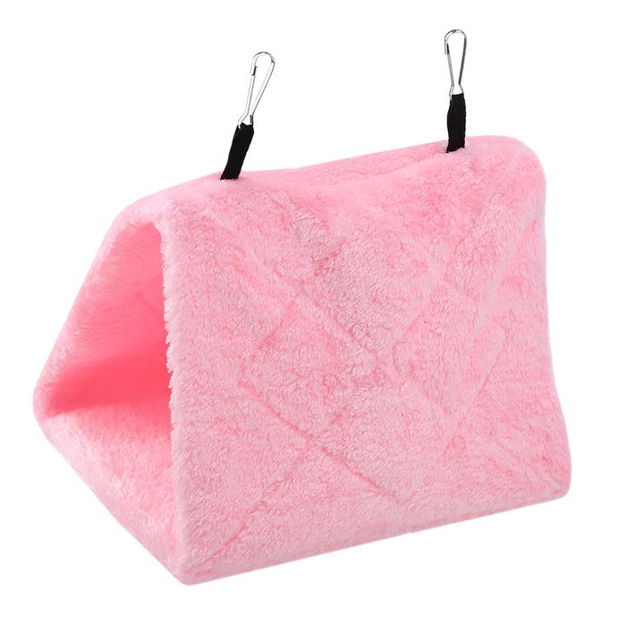 SHI- Hamac doiseau Hamac en peluche douce Tente de cage suspendue pour oiseaux Perroquet Hiver Jouet pour animalerie cage Rose