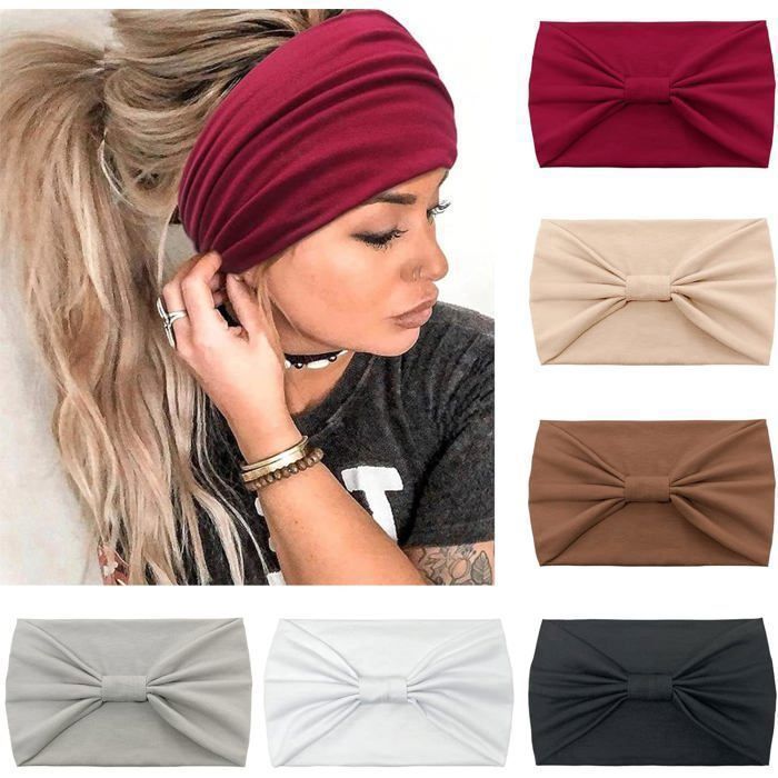 6 pcs Bandeaux Cheveux Femme Bohème - Serre-tête Large Élastique Turban Vintage - Accessoires Cheveux Yoga Sport Souple