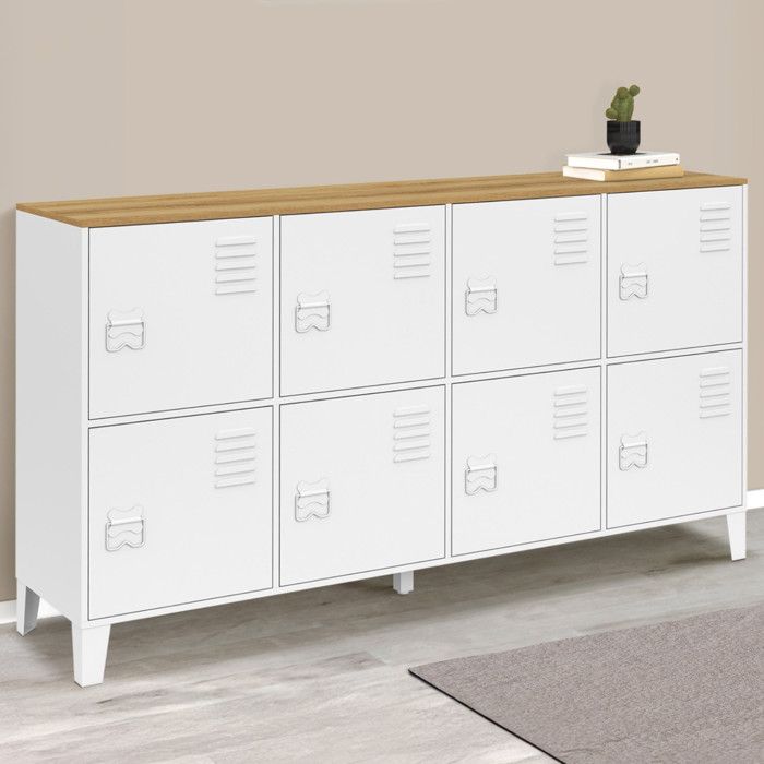 ID MARKET buffet 8 portes 139 cm Moderne bois et blanc