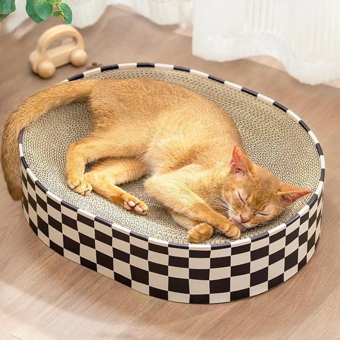Giffoi Chat Caton Ovale & Lit 2-en-1 - Gattoi Incuvé Egonomique pou epos Damie 16.9 L 16.9 L X 12.9 W X 3.9 TH GRIFFOIR