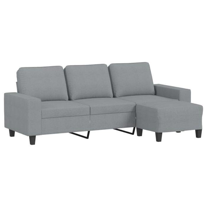 (Promo 2026)CANAPÉ FIXE Gris - SHIELD - Canapé Double - Sofa pour 3 personnes - avec repose-pieds - Gris clair 180cm Tissu 4816113