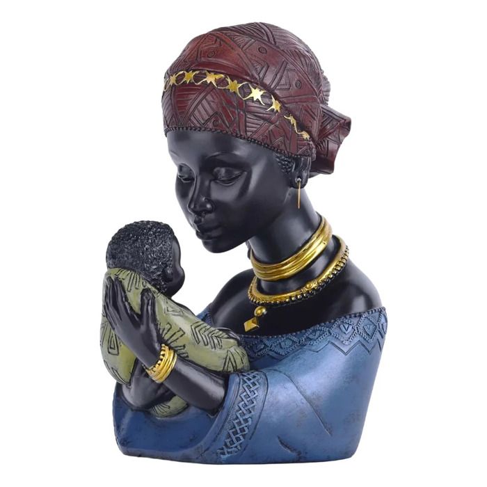 Statue africaine de la mère et de lenfant maison pièces de résine noire sculpture afro-américaine salon bureau étagères idéa