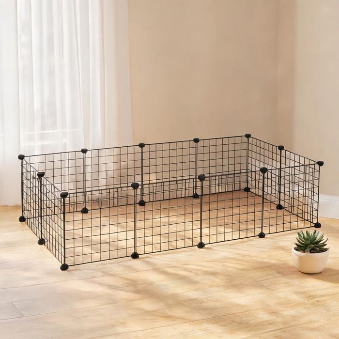 Enclos modulaire pour petits animaux métal et ABS jet black 106x73x36 cm