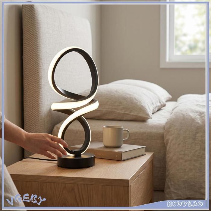 Duokon Lampe de bureau en spirale 1 Spirale Lampe De Bureau LED Moderne Pour Détente = luminaire lampe Noire