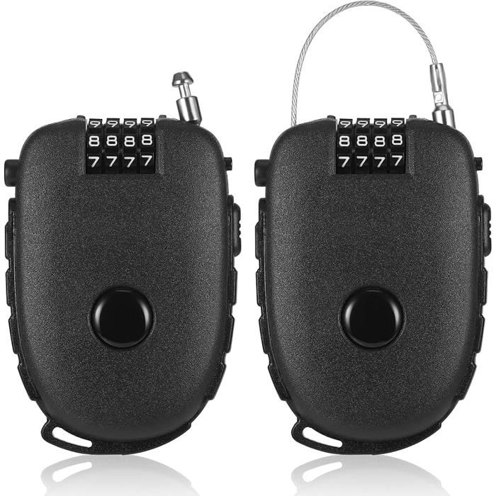 2Pcs Cadenas CableAntivol Casque Moto AntirouilleCable Antivol Flexible VeloLéger Cadenas a Cable 4 4 Chiffres