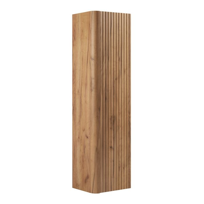 Colonne de salle de bain - 3XELIVING - Colonne - Chêne Golden Craft - Façades cannelées 3D - 35x30x136 cm
