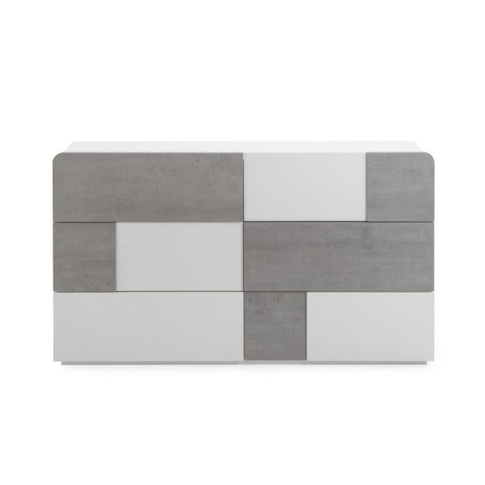 Delia Commode Blanche Laquee Et Beton 6 Tiroirs Achat Vente Access Meuble A Case Cdiscount