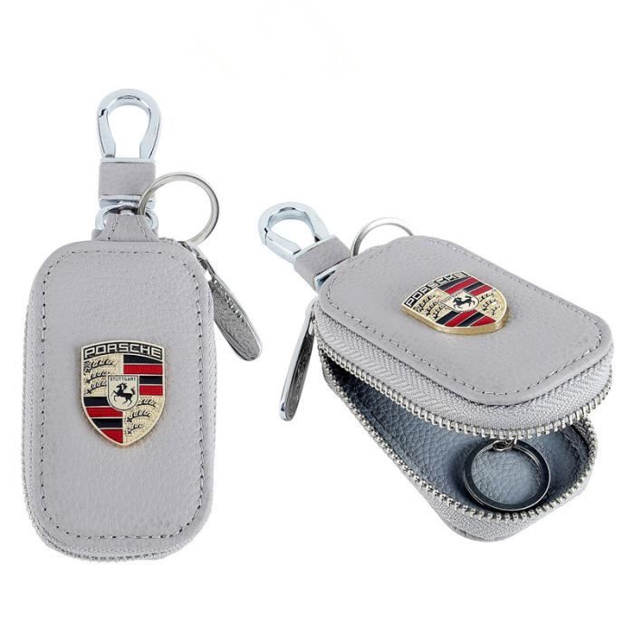 Housse de protection pour clé de voiture- Porte clés en cuir véritable de voiture Étui clés pour Porsche.