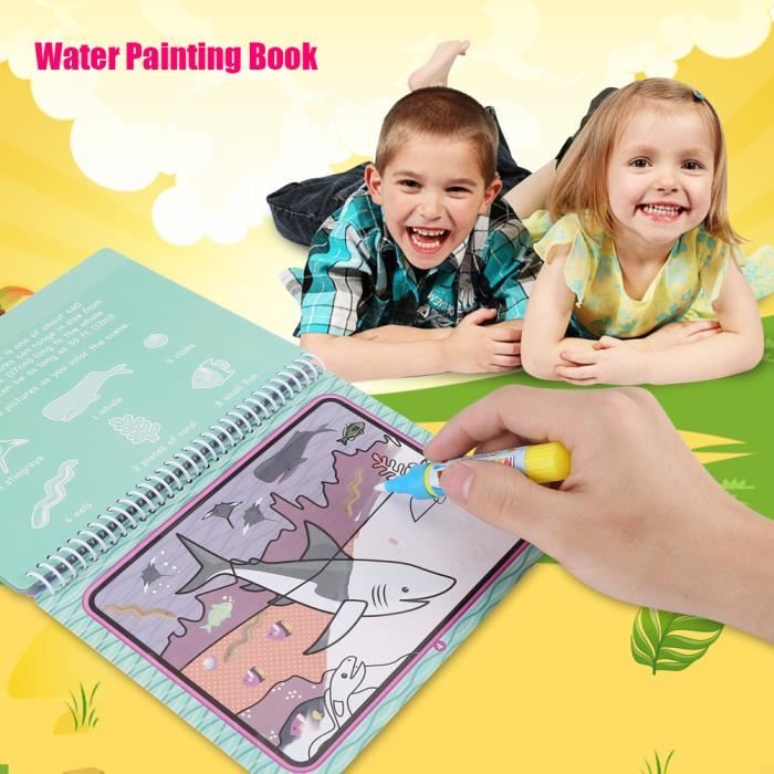 Livre de coloriage réutilisable avec stylo à l'eau pour enfants