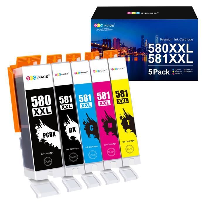 Kit De 5 Cartouches D'encre Compatibles Canon – Modèles 580/581 – Pour PIXMA TS6100, TS8151, TS8250, TS9100… – Neuf