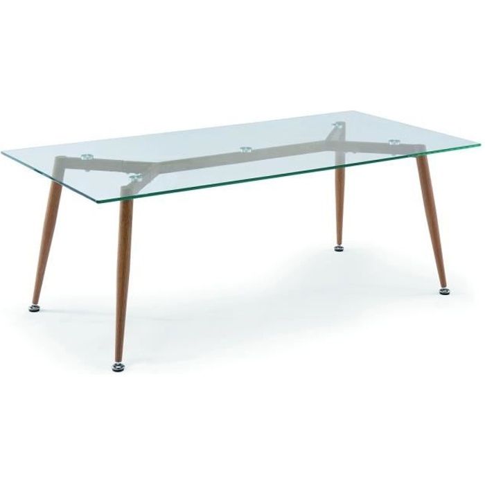 Table Basse En Verre Pieds En Bois Style Scandinave Achat
