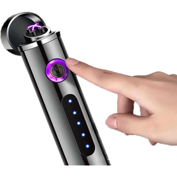 Lot De 2 Briquets électriques à Arc – Rechargeable USB Avec Indicateur Batterie | Design Métallique Noir, Idéal Cadeau