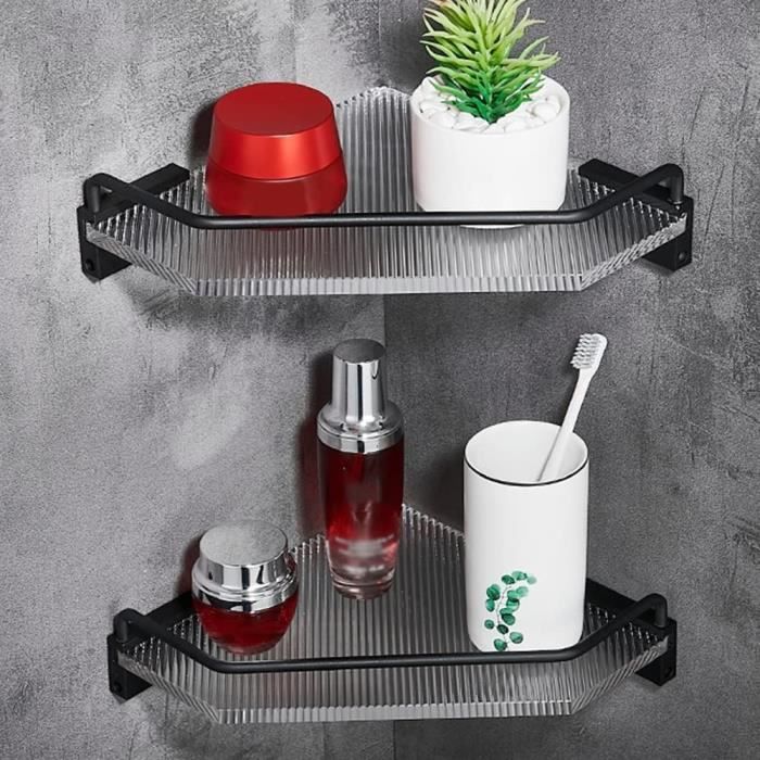 Tyenaza Etagère De Douche D'angle, Etagere D'angle De Coin En Aluminium Fixées Au Mur, Douche Support Porte Savon Douche Etagere, Rangment Pour Articles De Salle De Bains 23x6cm